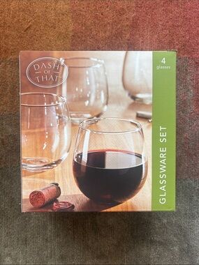 NIB - 'Dash of That' Stemless Red Wine Glass Set 4pc - 16.75 oz